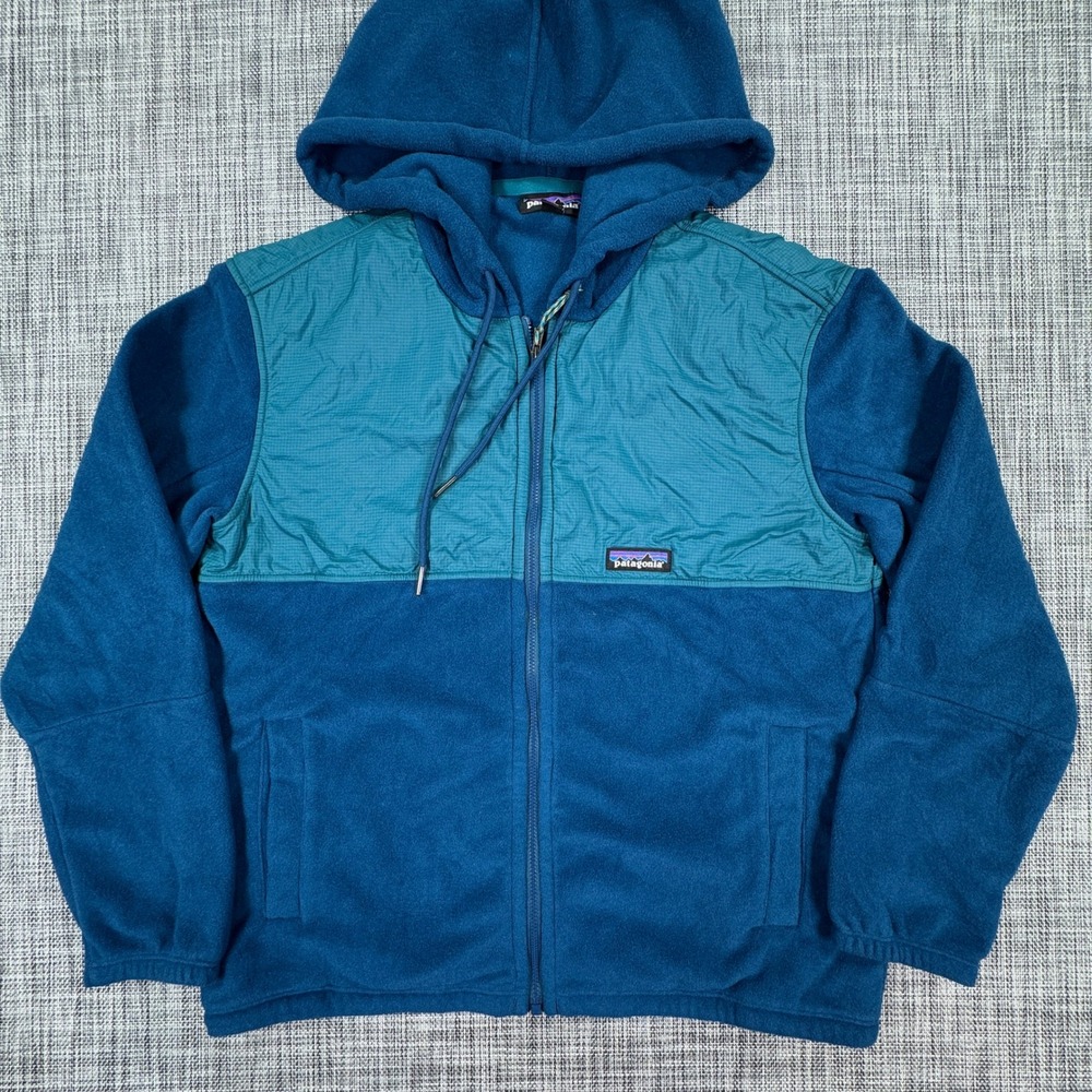 Patagonia Microdini Jacket Womens Medium Blue Fleece Full Zip Hoodie Pockets
